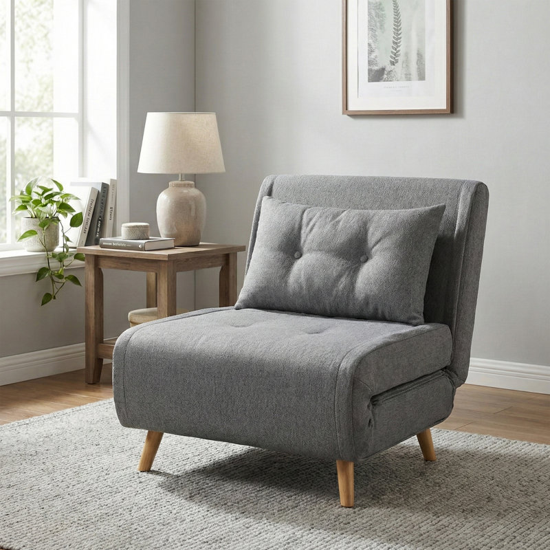 Freya Linen Convertible Accent Chair , Grey