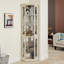Vitrine de coin lumineuse avec tablettes réglables et dossier en miroir - Vitrine pour objets de collection, vin et verrerie-1162223046