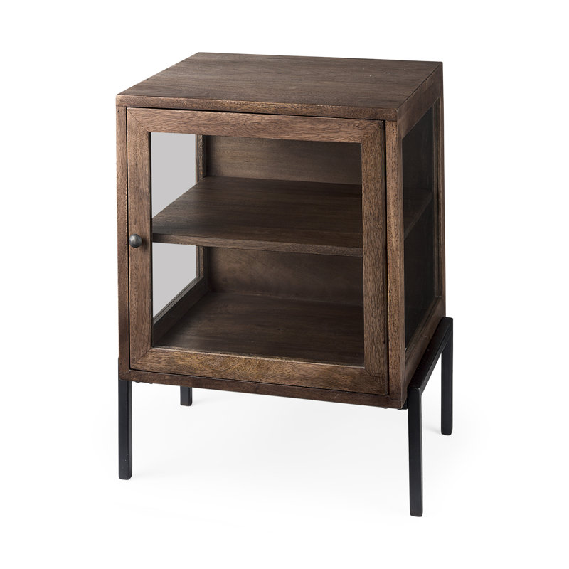 Table de chevet en bois massif Warner, Brun moyen