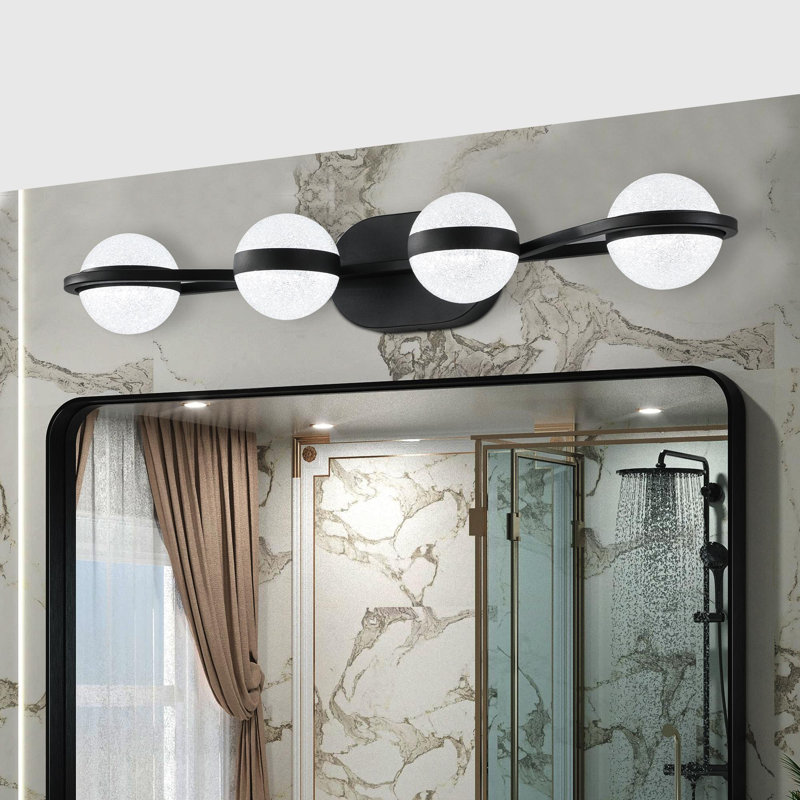 Éclairage de meuble-lavabo moderne et minimaliste, Noir, H 4,7 po x l 29,5 po x P 7,5 po, Quatre lumières
