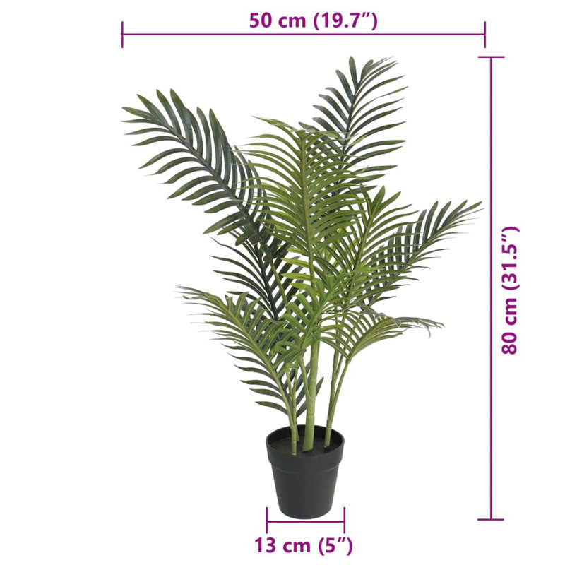 Palmier artificiel vert PP, H 31,5 po x l 19,7 po x P 19,7 po