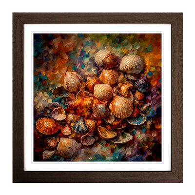 Seashell Impressionism - Single Picture Frame Print on Wood