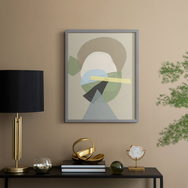 Mod Shape Stack II Framed Print - Solid Wood, Gray, 11" H x 9" W