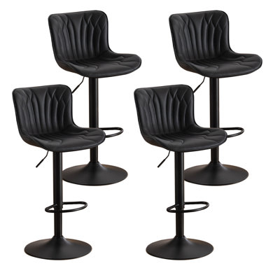 Denan Swivel Adjustable Height Bar Stools, Faux Leather Modern Bar Stools, Upholstered Counter Stool