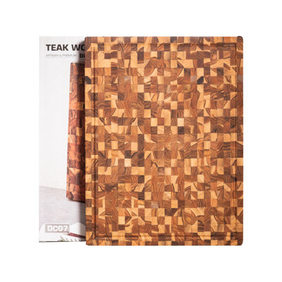 KAIYO - Teak Wood Cutting Board With Deep Juice Groove, Charcuterie Cheese Board, Serving Trays