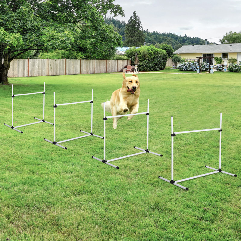 White Adjustable Height Dog Agility Jump Bar Set