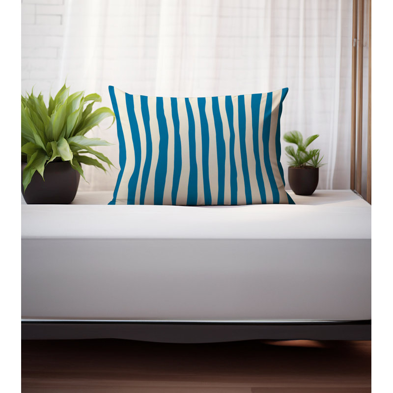 Coussin décoratif réversible Malone, H 25 po x l 18 po, Turquoise / Blanc cassé