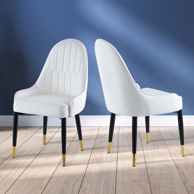 Ensemble de 2 chaises de salle à manger rembourrées Houssam, Blanc