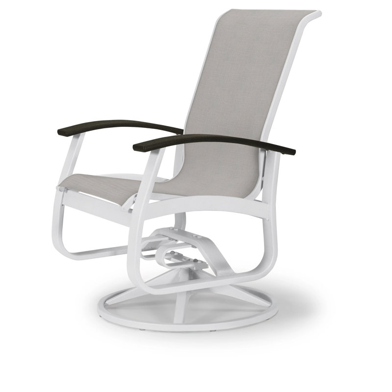 Chaise de patio pivotante Askar, Alliage Sunbrella®, Noir P70, Blanc brillant