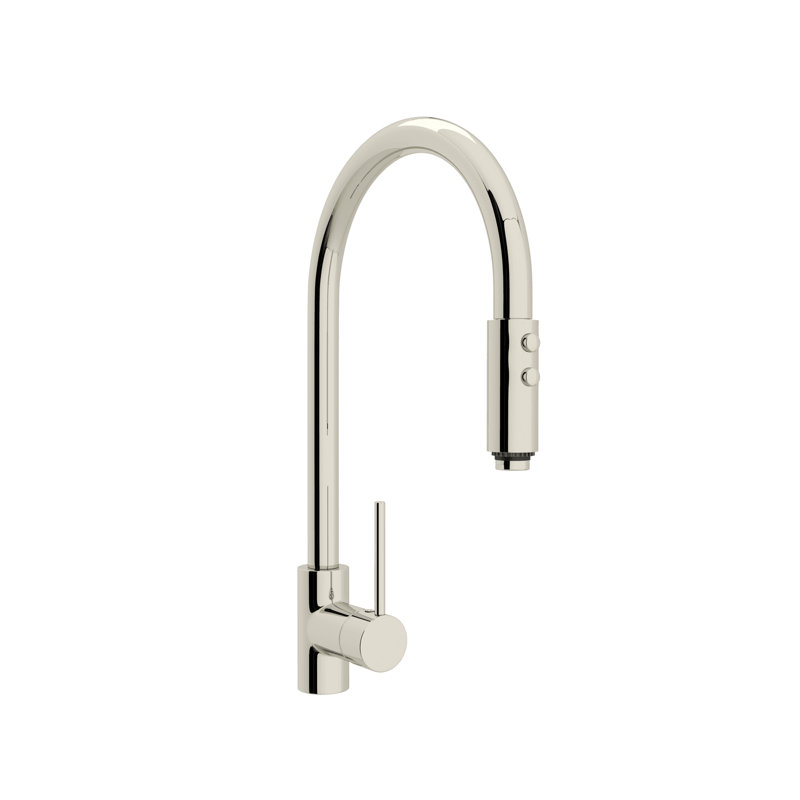 Bossini One Handle Architectural Single Hole Kitchen Faucet, Polished Nickel