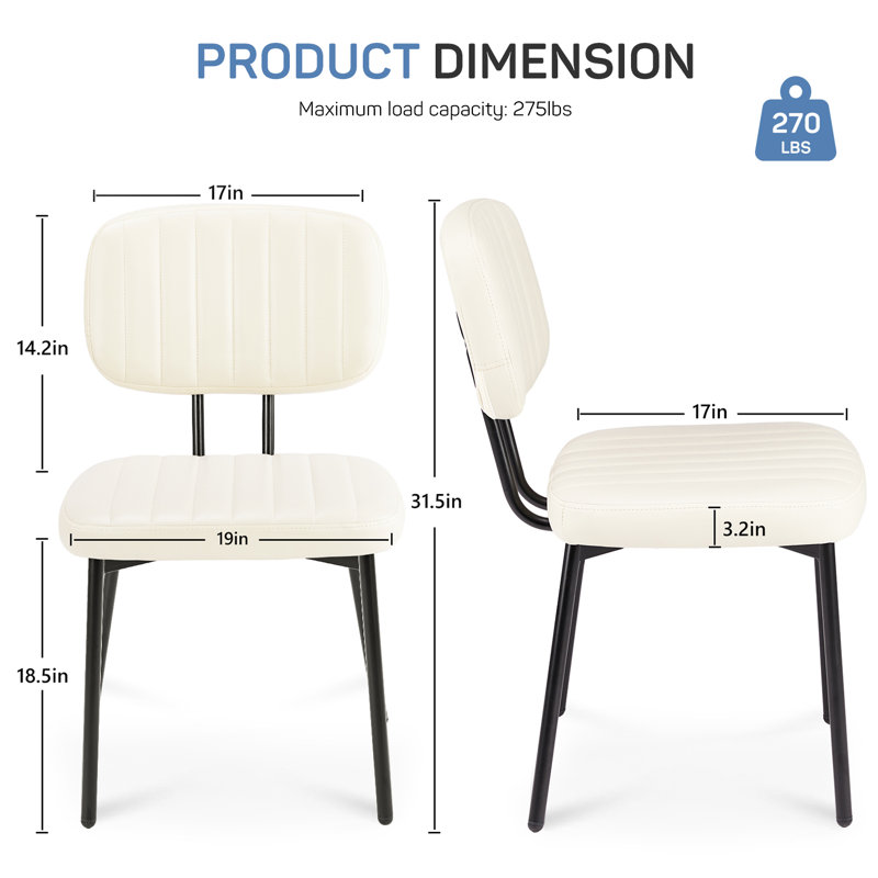 Dining Chairs, Upholstered Mid Century Modern Kitchen Dining Room Accent Chairs, Beige, 2