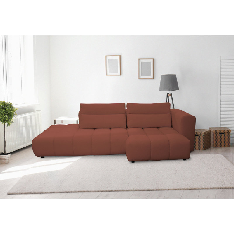 4 Seater Sofa & Chaise, Red, Right Hand Facing
