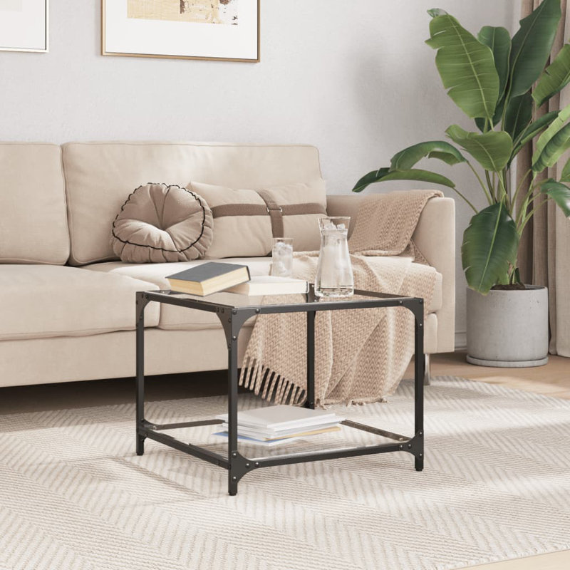Crishon Coffee Table with Storage, Transparent, 40cm H x 30cm L x 30cm W