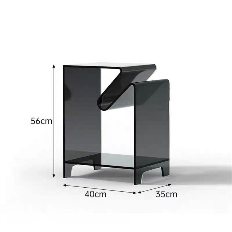 Modern Alien End Table, Clear Acrylic Double Layer Side Table with Open Design for Living Room, Sofa, Bedroom, Glass-Like Finish Nightstand or Accent Table