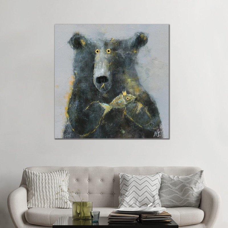 The Bear With Fish - Gallery-Wrapped Canvas Giclée, 48" H x 48" W