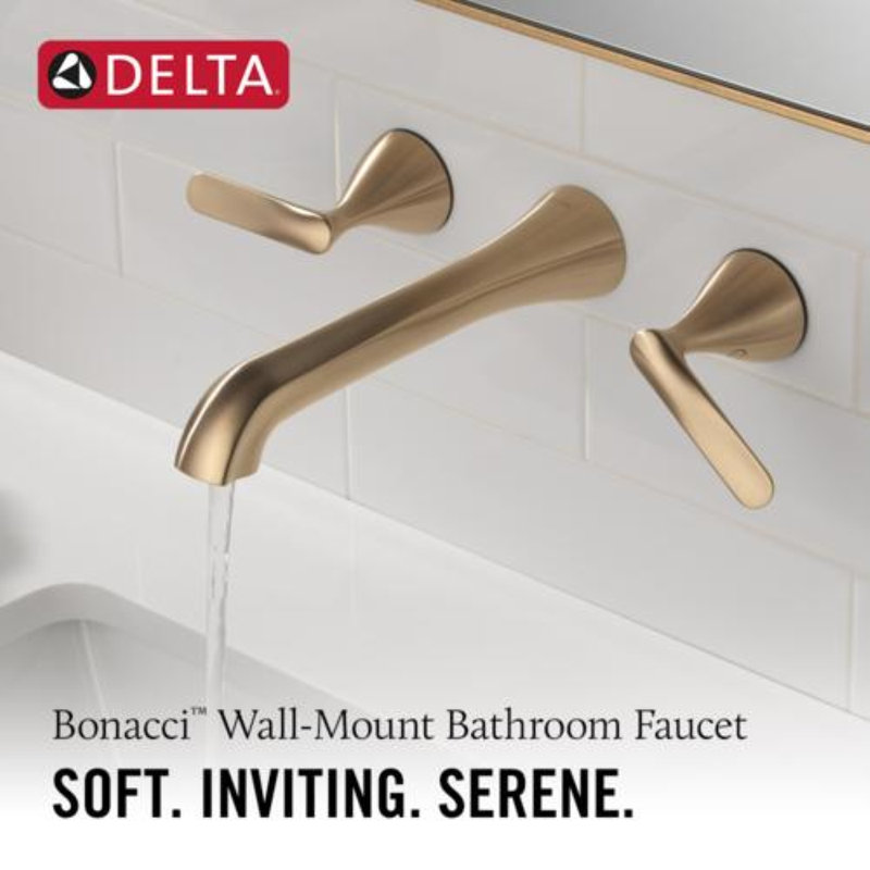 Two Handle Wall Mount Bathroom Faucet, Lumicoat Champagne Bronze