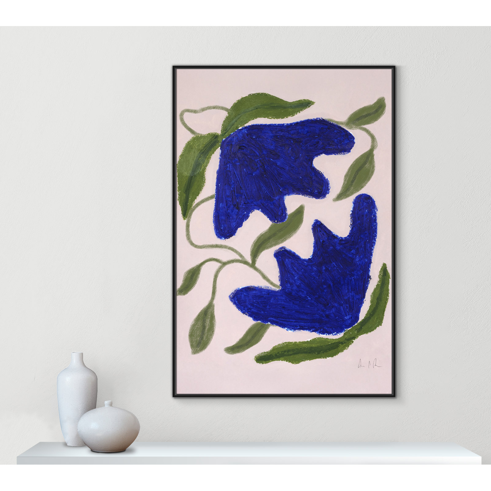 Blue Anemones No. 02 Print by Camilla Bergqvist, Black, 61.5" H x 41.5" W