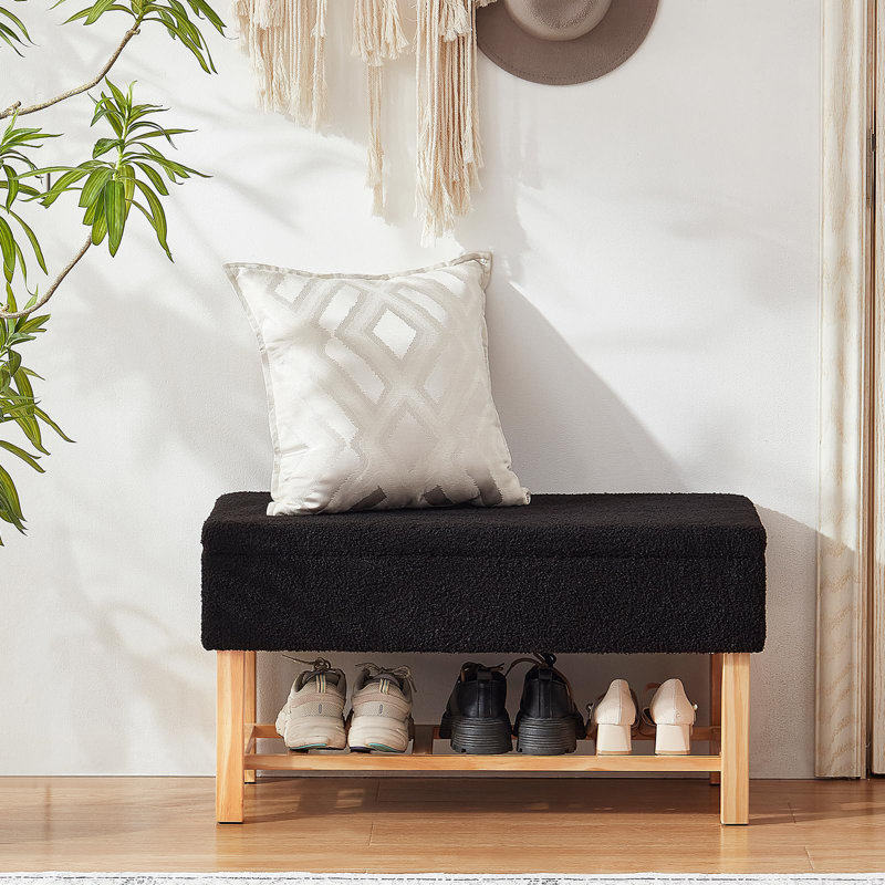 Banc de rangement pour chambre à coucher, Noir, noir, noir, noir