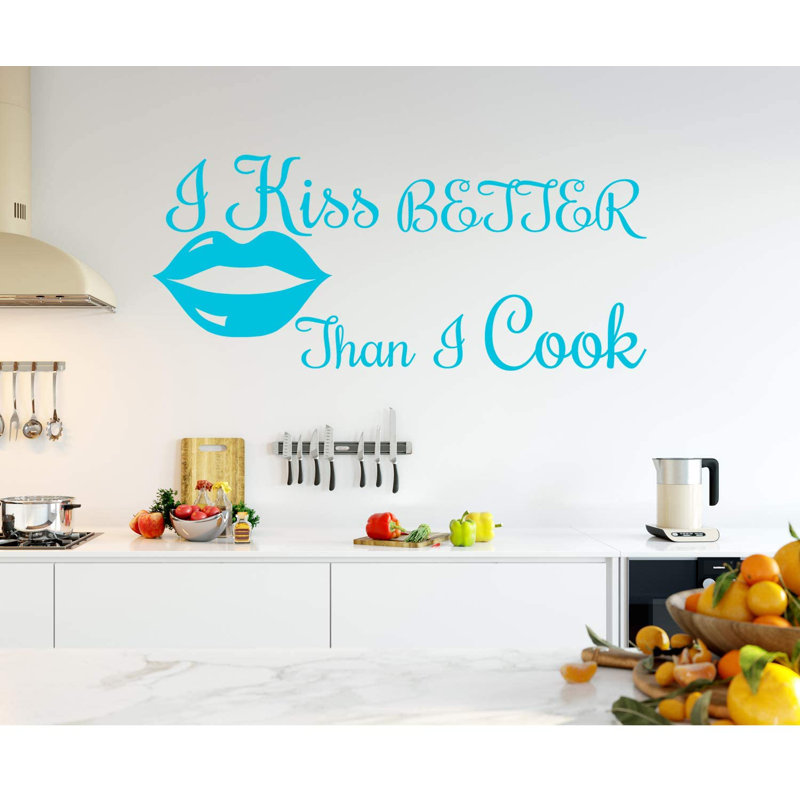 Adhésif décoratif i baiser better than I Cook, H 22,5 po x l 50 po, Bleu ciel