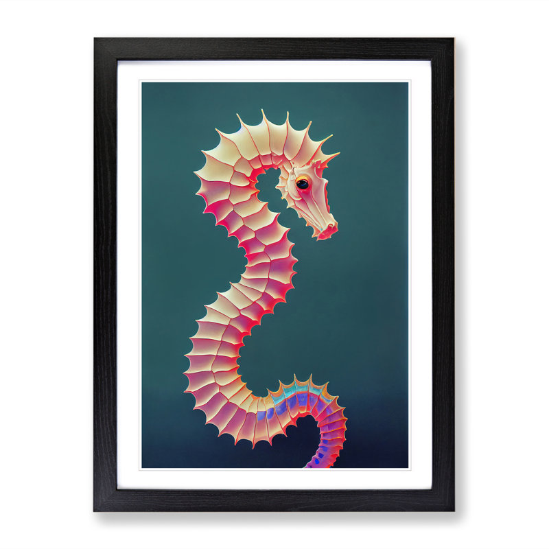 Bewitching Seahorse - Single Picture Frame Print, 46cm H x 34cm W x 2cm D, Black