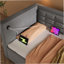 Lit de jour rembourré de taille simple, cadre de lit simple à rangement hydraulique avec chargement USB et de type C, cadre de lit avec lattes de bois et dossier de canapé capitonné (sans matelas)-309990821