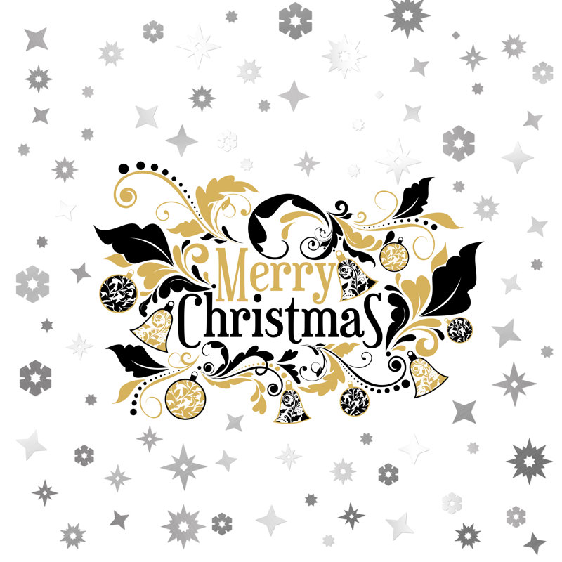 Elegant with Metalic Snowflakes Christmas Wall Sticker, Silver