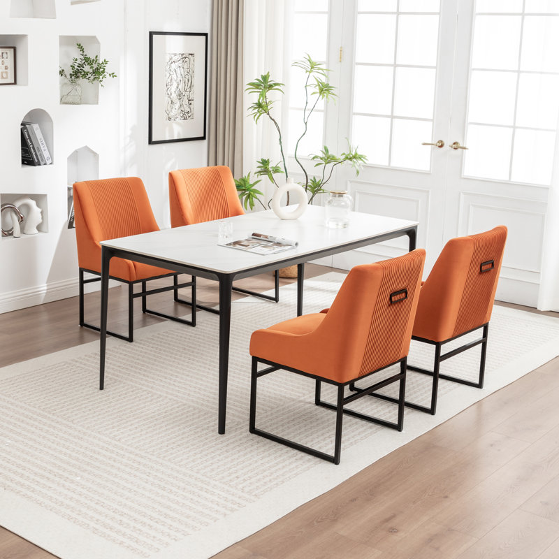 Seymore Velvet Side Chair, Orange