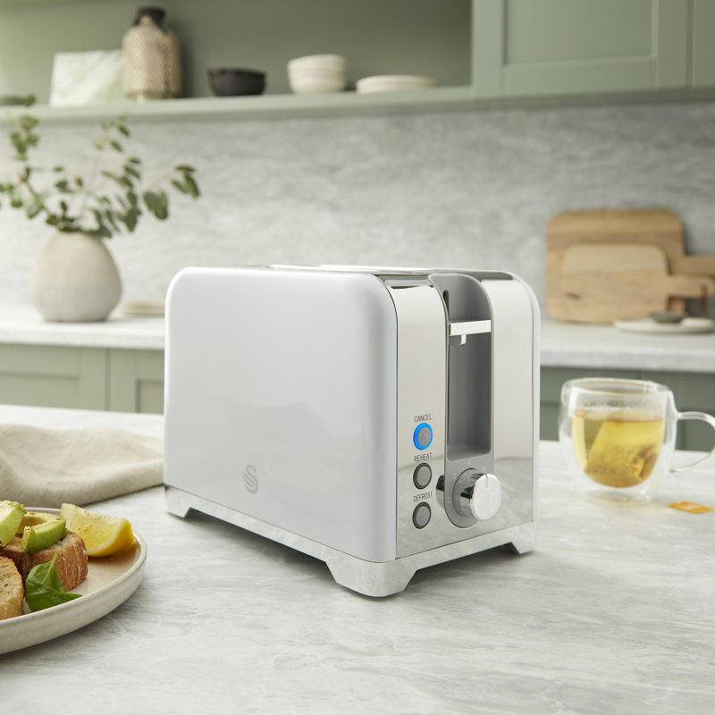 Swan Solace 1.7L Electric Tea Kettle & 2 Slice Toaster, White