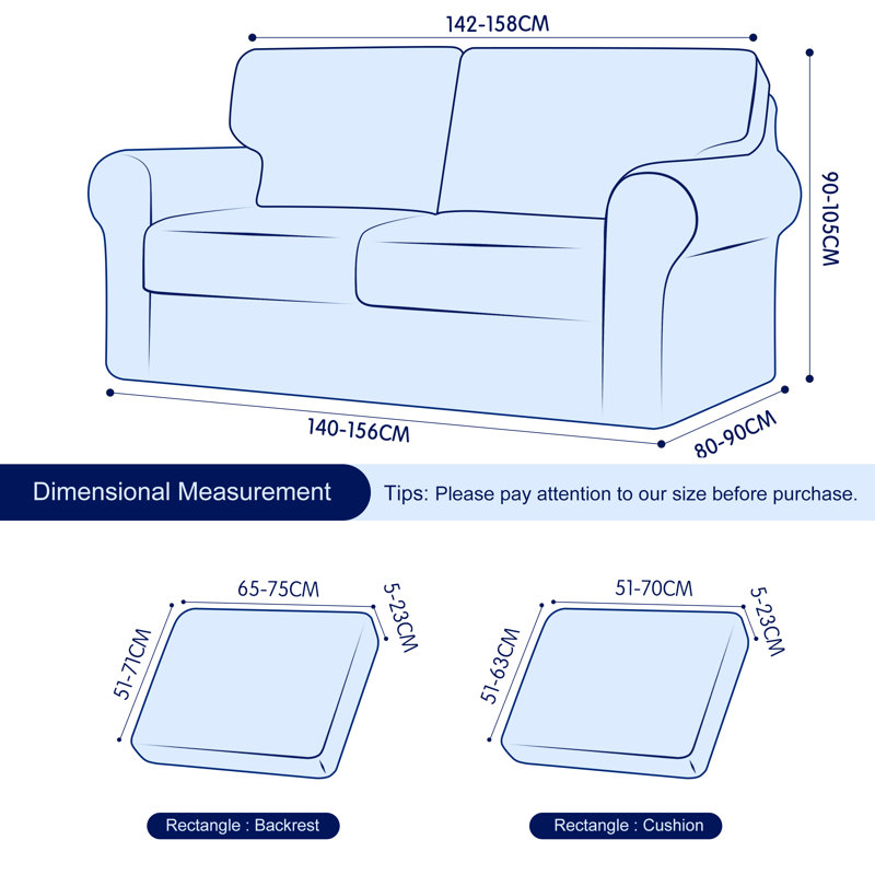 2 Seater Stretch Separate Box Cushion Loveseat Slipcover, Ivory White