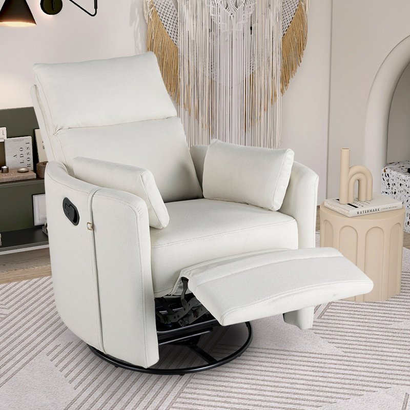 Swivel rocking recliner chair with adjustable footrest, Lin beige
