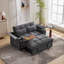 2 Seater Pull Out Sofa Bed with 3-Position Adjustable Backrest, Convertible Fabric Sofa Bed with USB & Type-C Charging, Hidden Side Table and Cup Holder