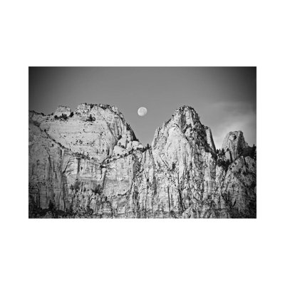 Utah Moonrise in Black and White 1 Piece Wrapped Canvas Wall Art