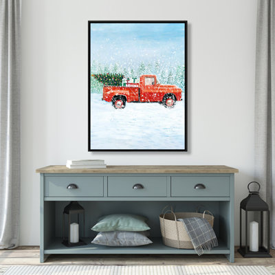 Christmas Tree Truck Print On Canvas