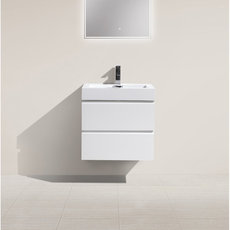 23.3'' Wall Mounted Single Bathroom Vanity Base Only, High Gloss White