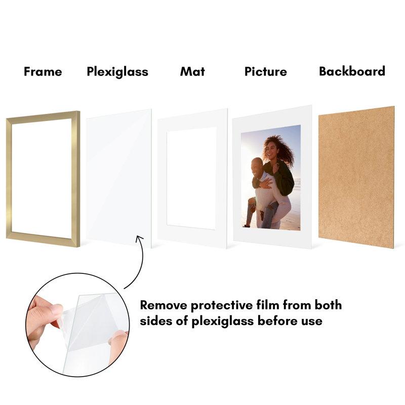 Gold 11x14 Picture Frame Set with Plexiglass Cover