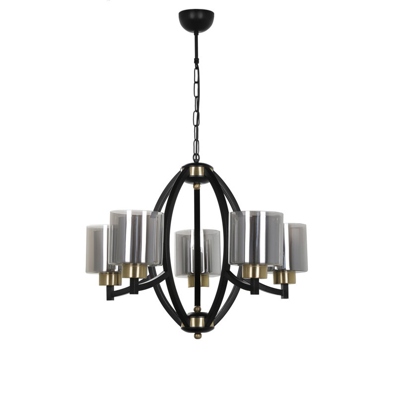 Lustre géométrique à 5 lumières Dalonte, Noir, Argent