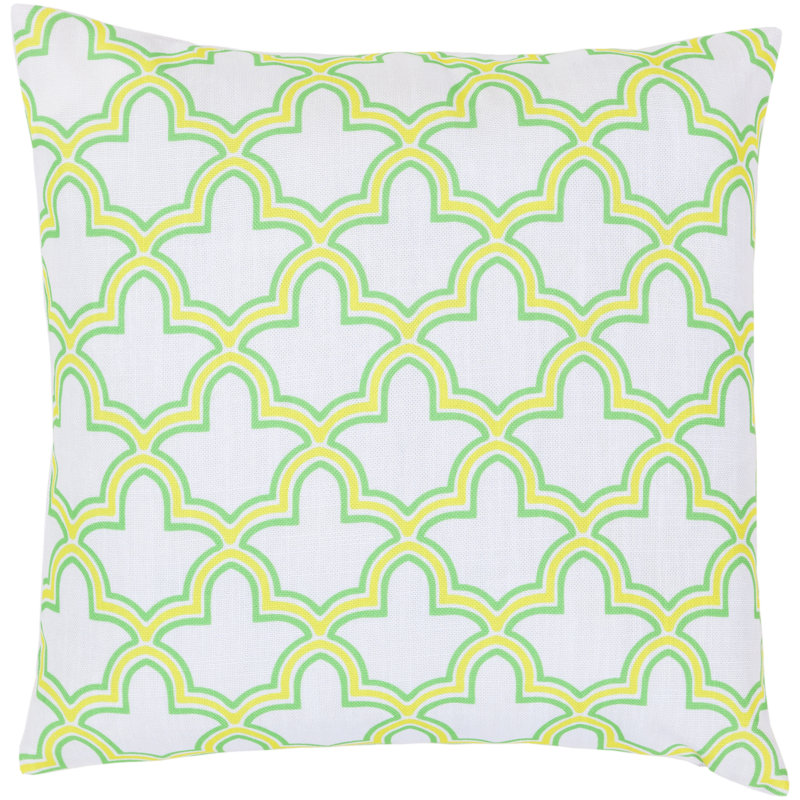 Geometric Throw Pillow, 22" H x 22" W, White/Chartreuse Yellow/Neon Lime, Polyester