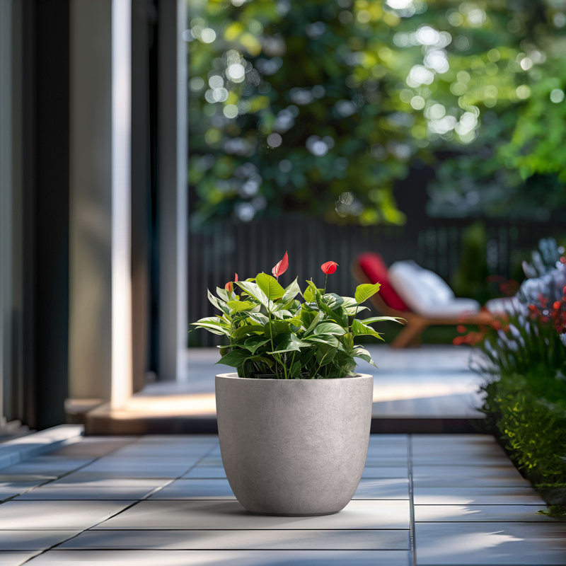 Larney Handmade Pot Planter, 11.81" H x 13.78" W x 13.78" D, Light Stone Gray