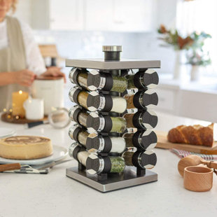 Spice Rack with 24 Empty Round Spice Jars, 396 Spice Labels with Chalk  Marker and Funnel