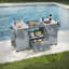 Îlot de cuisine 66,5 po en bois de sapin massif et chariot de barbecue avec comptoir en acier inoxydable-109921620
