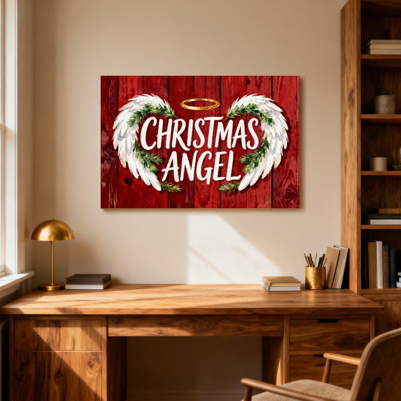 Ange de Noël avec ailes de sapin et branches de pin, H 28 po x l 40 po