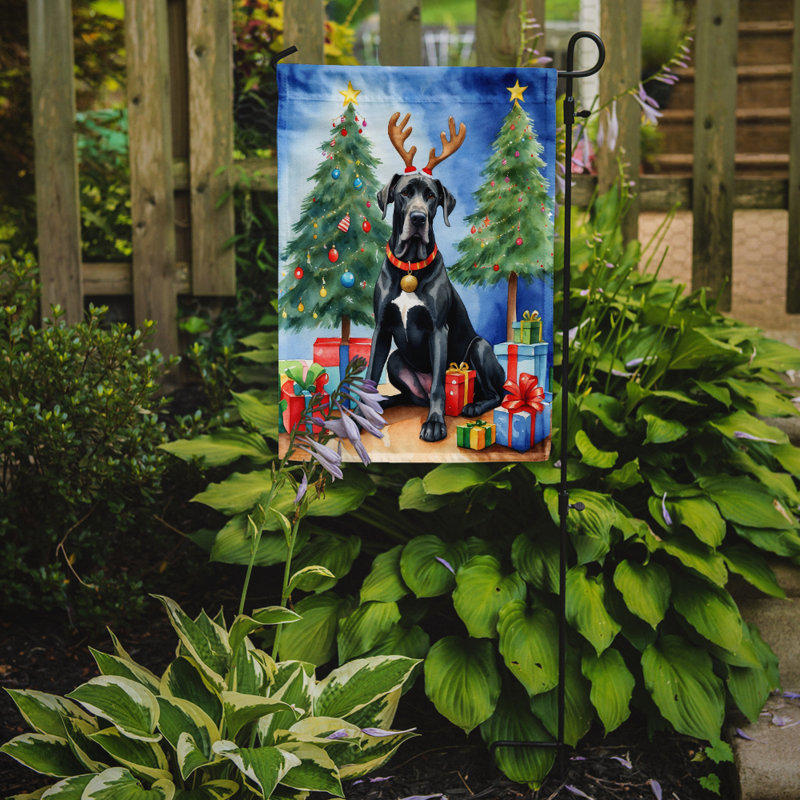 Drapeau de Noël renne de jardin, Grand danois noir
