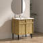meuble-lavabo sur pied avec panneau rainuré 3D et lavabo en céramique intégré-130000301