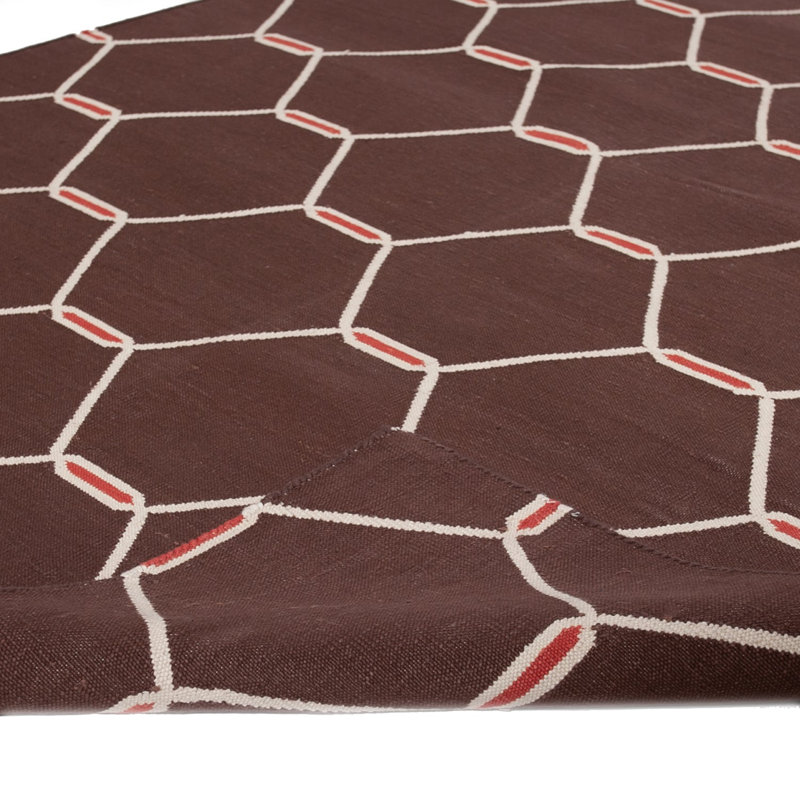 Brown Flatweave Cotton Rug - 3'6" x 5'6"