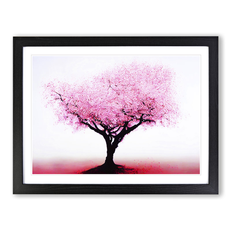 Charming Cherry Blossom Tree - Single Picture Frame Print, 46cm H x 64cm W x 2cm D, Black