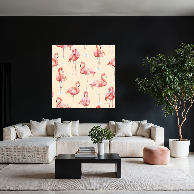 Motif gracieusement rose de flamant rose, art tropical, H 48 po x l 48 po