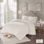 Ensemble d'édredon 3 pièces médaillon en chenille de coton capitonné blanc cassé / grand-127671380-127671381