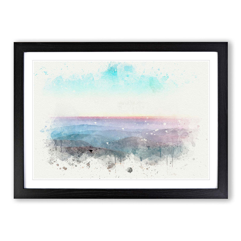 Over the Mountains in Poland in Abstract - Picture Frame Painting Print, 62cm H x 87cm W x 2cm D, Black Framed