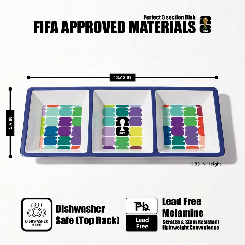 Plat à 3 sections en mélamine Fifa 2026 de la Fifa