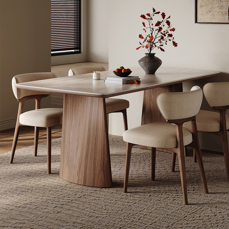 European simple light luxury dining table set, 29.5"H x 70.8"L x 31.5"W
